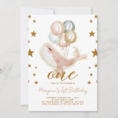 Magische walvismeisjes 1e verjaardag kaart (Voorkant)