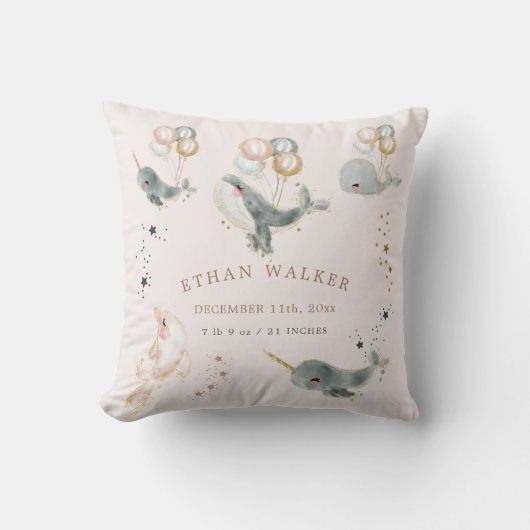 magische walvissen baby geboorte statistieken kussen (Voorkant)