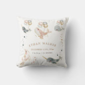 Magische walvissen Baby Geboortestatistieken Kussen (Voorkant)