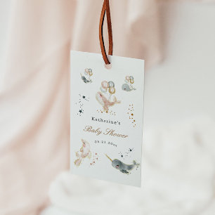 Magische Walvissen Ballonnen Baby Shower Cadeaulabel
