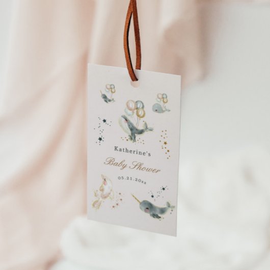 Magische Walvissen Ballonnen Baby Shower Cadeaulabel