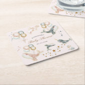 Magische walvissen ballonnen sterren Baby shower Kartonnen Onderzetters (Schuin)