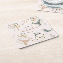 Magische walvissen ballonnen sterren Baby shower Kartonnen Onderzetters