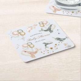 Magische walvissen ballonnen sterren Baby shower Kartonnen Onderzetters