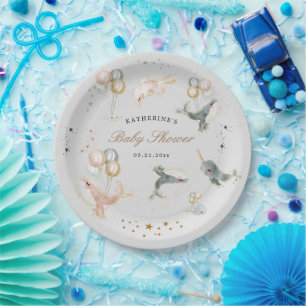 Magische walvissen ballonnen sterren Baby shower Papieren Bordje