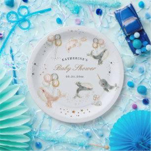 Magische walvissen ballonnen sterren Baby shower Papieren Bordje