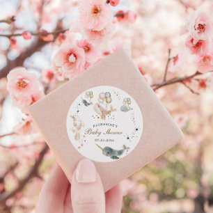 Magische walvissen ballonnen sterren Baby shower Ronde Sticker