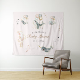 magische walvissen ballonnen sterren baby shower wandkleed