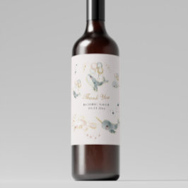 Magische walvissen ballonnen sterren Baby shower Wijn Etiket