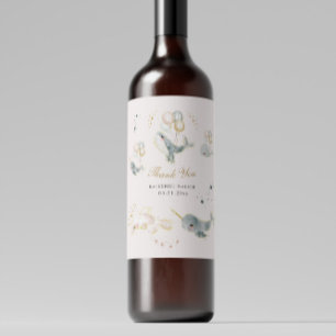 Magische walvissen ballonnen sterren Baby shower Wijn Etiket