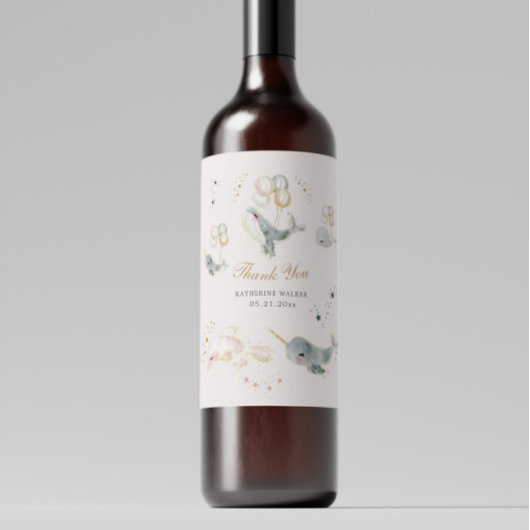 Magische walvissen ballonnen sterren Baby shower Wijn Etiket