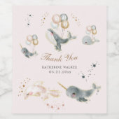 Magische walvissen ballonnen sterren Baby shower Wijn Etiket (Enkel label)
