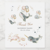 Magische walvissen ballonnen sterren Baby shower Wijn Etiket (Enkel label)