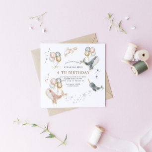 Magische walvissen en ballonnen Verjaardag uitnodi