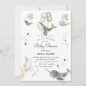 Magische walvissen en sterren Virtual Baby shower Kaart (Voorkant)