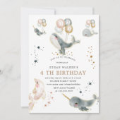 Magische walvissen en sterren virtuele verjaardags kaart (Voorkant)