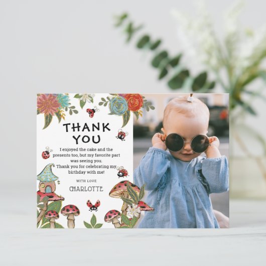 Magische Watercolor Lieveheersbeestje Meisje Verja Bedankkaart (Staand voorkant)