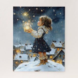 Magische Watercolor Winter Sterrennacht Legpuzzel