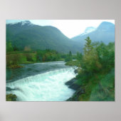 Magische waterval en berg Poster (Voorkant)