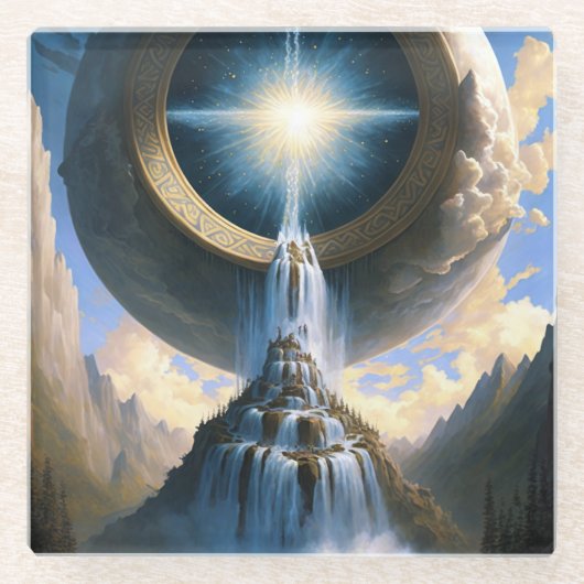 Magische waterval Surreal Fantasy Art Glazen Onderzetter (Voorkant)