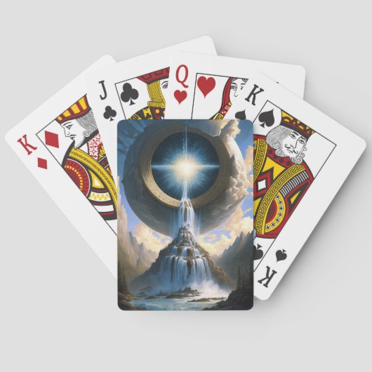 Magische waterval Surreal Fantasy Art Pokerkaarten (Achterkant)