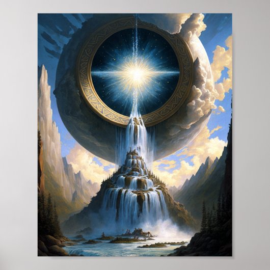 Magische waterval Surreal Fantasy Art Poster (Voorkant)