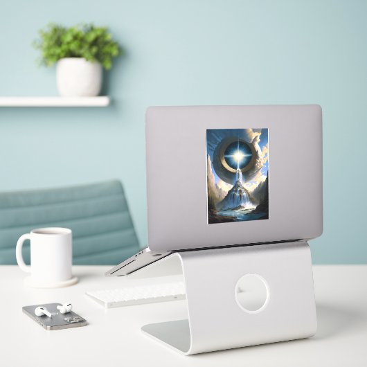 Magische waterval Surreal Fantasy Art Sticker (Laptop op bureau)