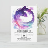 Magische Waterverf Dragon Birthday Kaart (Staand voorkant)