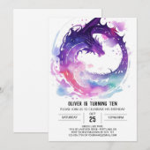 Magische Waterverf Dragon Birthday Kaart (Voorkant / Achterkant)