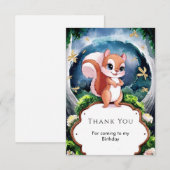 Magische Waterverf Eekhoorn Verjaardag Bedankkaart (Voorkant / Achterkant)