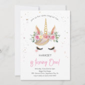 Magische Waterverf Eenhoorn 1e Verjaardag Kaart (Voorkant)