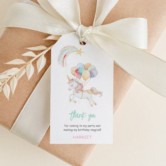 Magische Waterverf eenhoorn dank u gunst Cadeaulabel