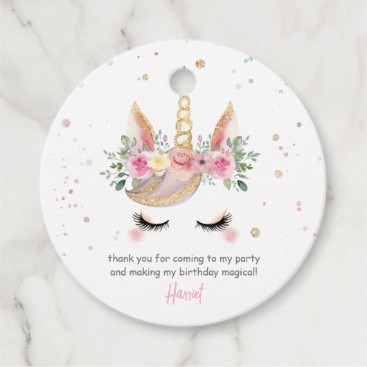 Magische Waterverf Eenhoorn Gezicht Verjaardag Bedankjes Labels (Voorkant)