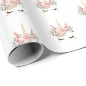 Magische Waterverf Eenhoorn Gezicht Verjaardag Cadeaupapier (Rol Hoek)