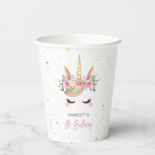 Magische Waterverf Eenhoorn Gezicht Verjaardag Papieren Bekers (Achterkant)