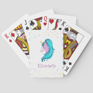 Magische Waterverf Eenhoorn, Sterren - Persoonlijk Pokerkaarten