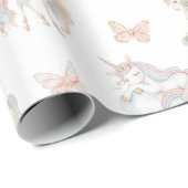 Magische Waterverf Eenhoorn Verjaardag Cadeaupapier (Rol Hoek)