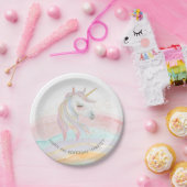 Magische Waterverf Eenhoorn Verjaardag Papieren Bordje (Feest)