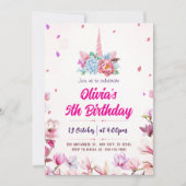 Magische Waterverf Eenhoorn Verjaardagsuitnodiging Kaart (Voorkant)