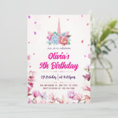 Magische Waterverf Eenhoorn Verjaardagsuitnodiging Kaart (Staand voorkant)