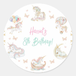 Magische Waterverf Eenhoorns Verjaardag Elke Leeft Ronde Sticker