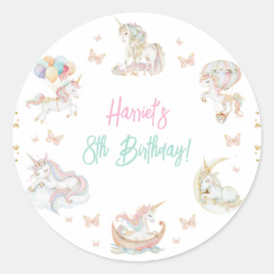 Magische Waterverf Eenhoorns Verjaardag Elke Leeft Ronde Sticker