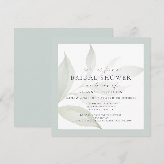 Magische Waterverf Greenery Classic Vrijgezellenfe Kaart (Voorkant / Achterkant)