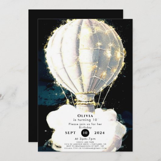 Magische Waterverf Hete Luchtballon Verjaardag Kaart (Voorkant / Achterkant)