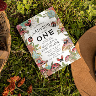 Magische Waterverf Kute Ladybug Girls 1ste verjaar Kaart