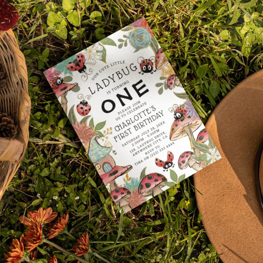 Magische Waterverf Kute Ladybug Girls 1ste verjaar Kaart