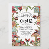 Magische Waterverf Kute Ladybug Girls 1ste verjaar Kaart (Voorkant)