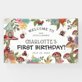 Magische Waterverf Kute Ladybug Girls Birthday Spandoek (Horizontaal)