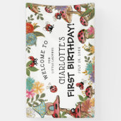 Magische Waterverf Kute Ladybug Girls Birthday Spandoek (Verticaal)