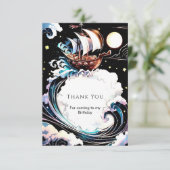 Magische Waterverf Matey Pirate Verjaardag Bedankkaart (Staand voorkant)